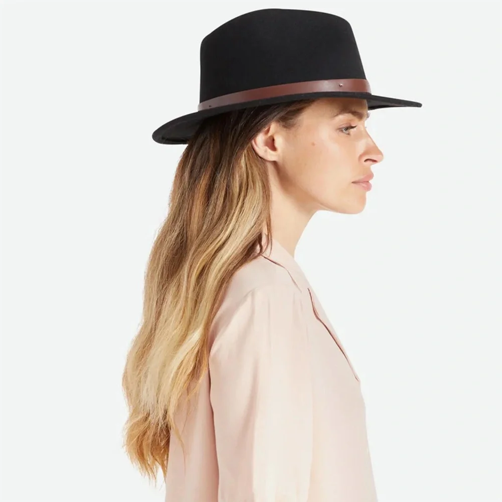 BRIXTON M 7 1/4 Messer Fedora Brown Black Wool Felt Hat Fall Winter Wear
